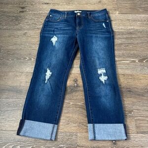 Kensie distressed crop jean capri pants 8/29